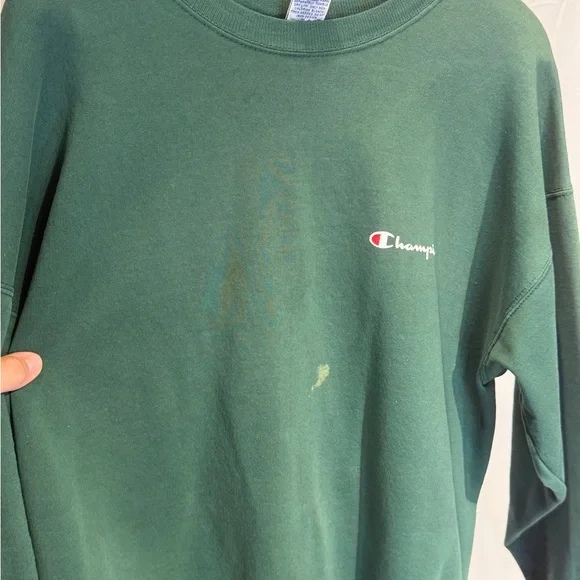 Champion Men's Crewneck Sweater - Deep Green - Picture 2 of 4